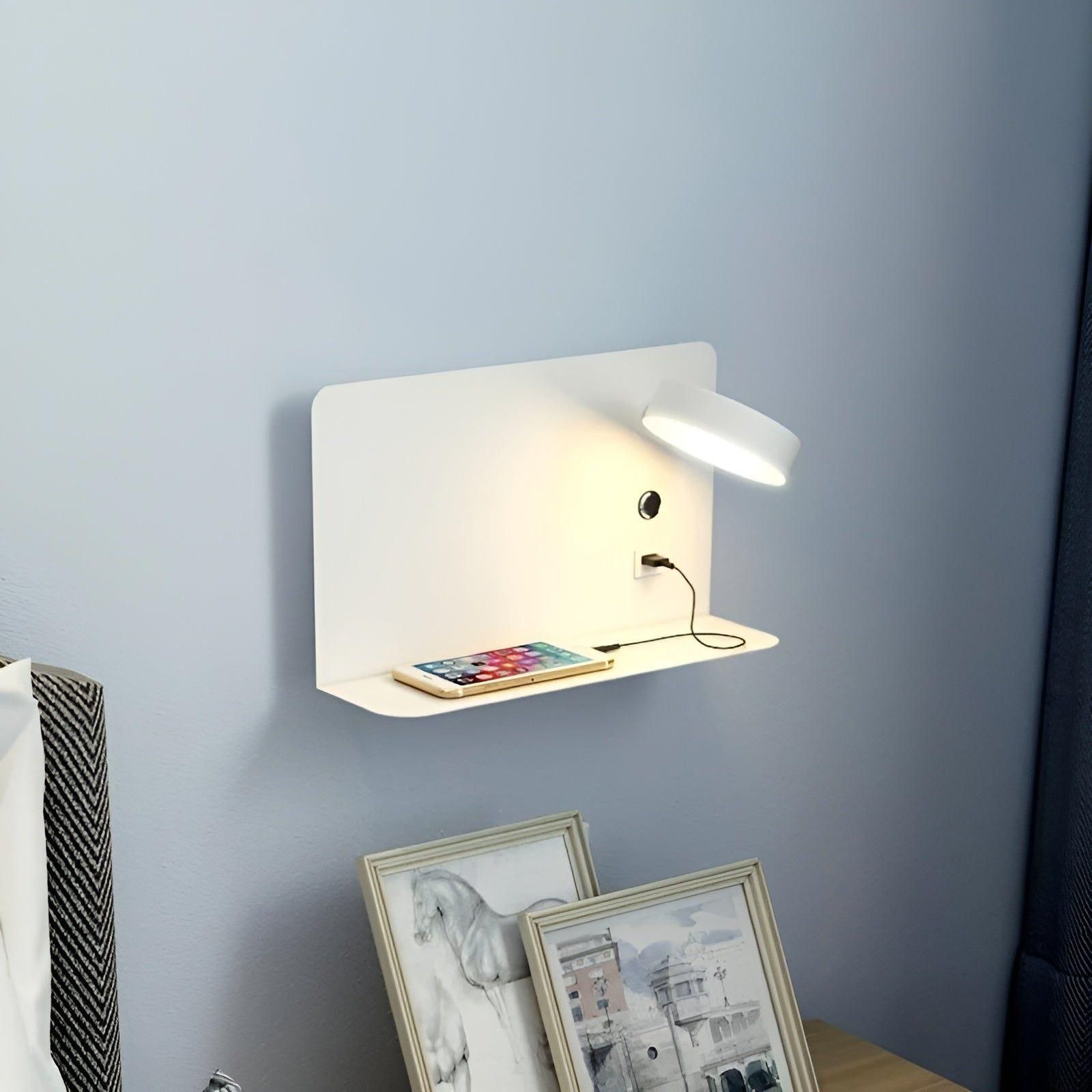 LED Wandlamp met USB-oplader en Schakelaar - Compact Lichtgeel Muurlamp voor Binnengebruik Wandlampen SEREIN