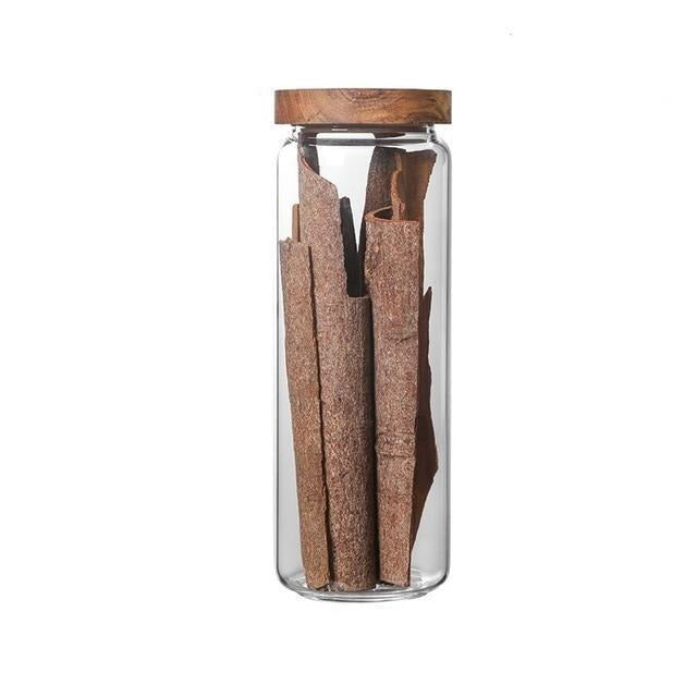 Glazen Voedselopslagpotten van Borosilicaatglas met Acaciahouten Deksels – Stapelbare Keukencontainers voor Gedroogde Voedingsmiddelen 1250 ml