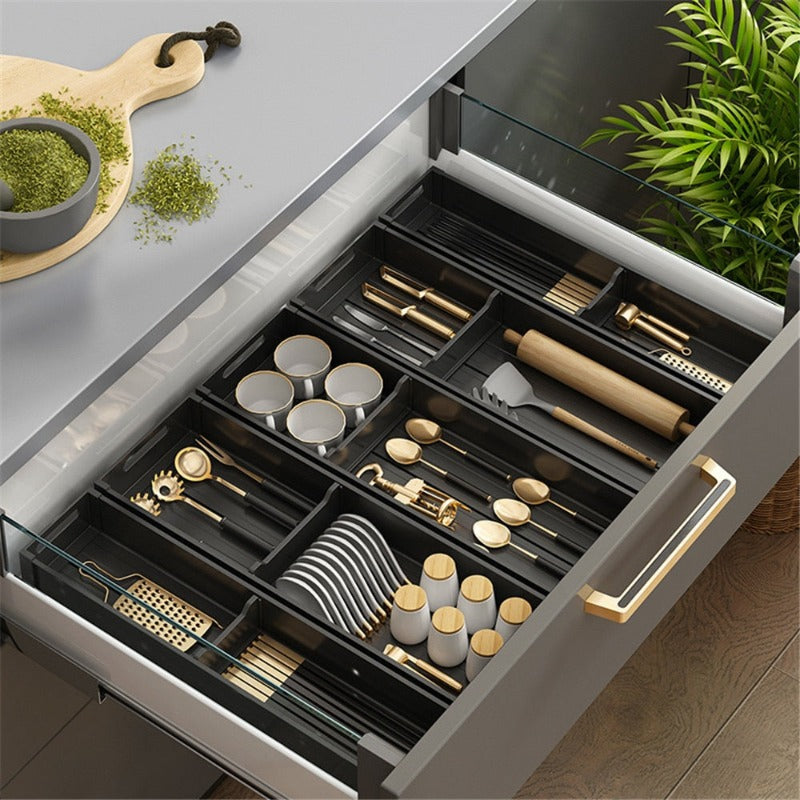 Aluminium Keukenlade Organizer met Antislip en Krasbestendig Ontwerp – Verstelbaar voor Diverse Lades