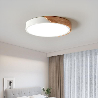 Scandinavische LED Plafondlamp in Cirkelvorm – Houten Plafonniere voor Slaapkamer en Studie, DIA 23 cm en 30 cm