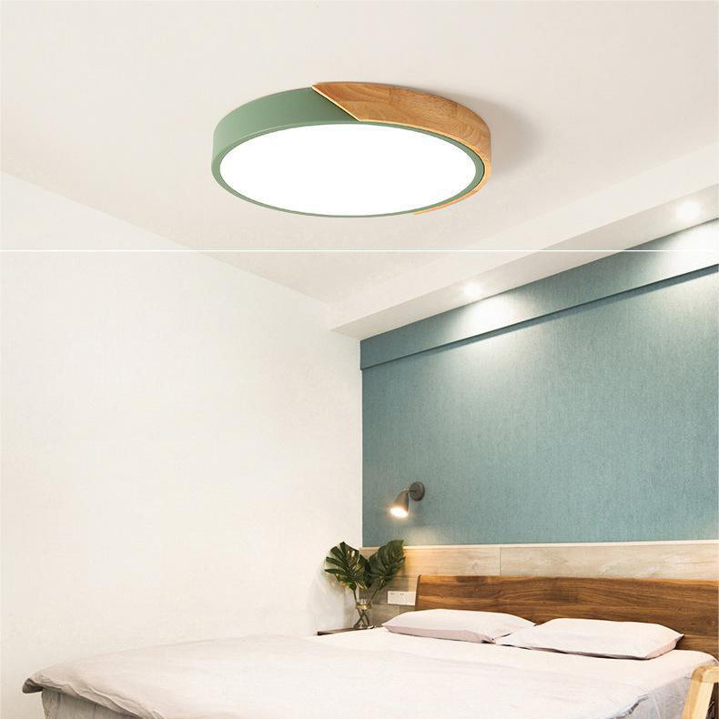 Scandinavische LED Plafondlamp in Cirkelvorm – Houten Plafonniere voor Slaapkamer en Studie, DIA 23 cm en 30 cm