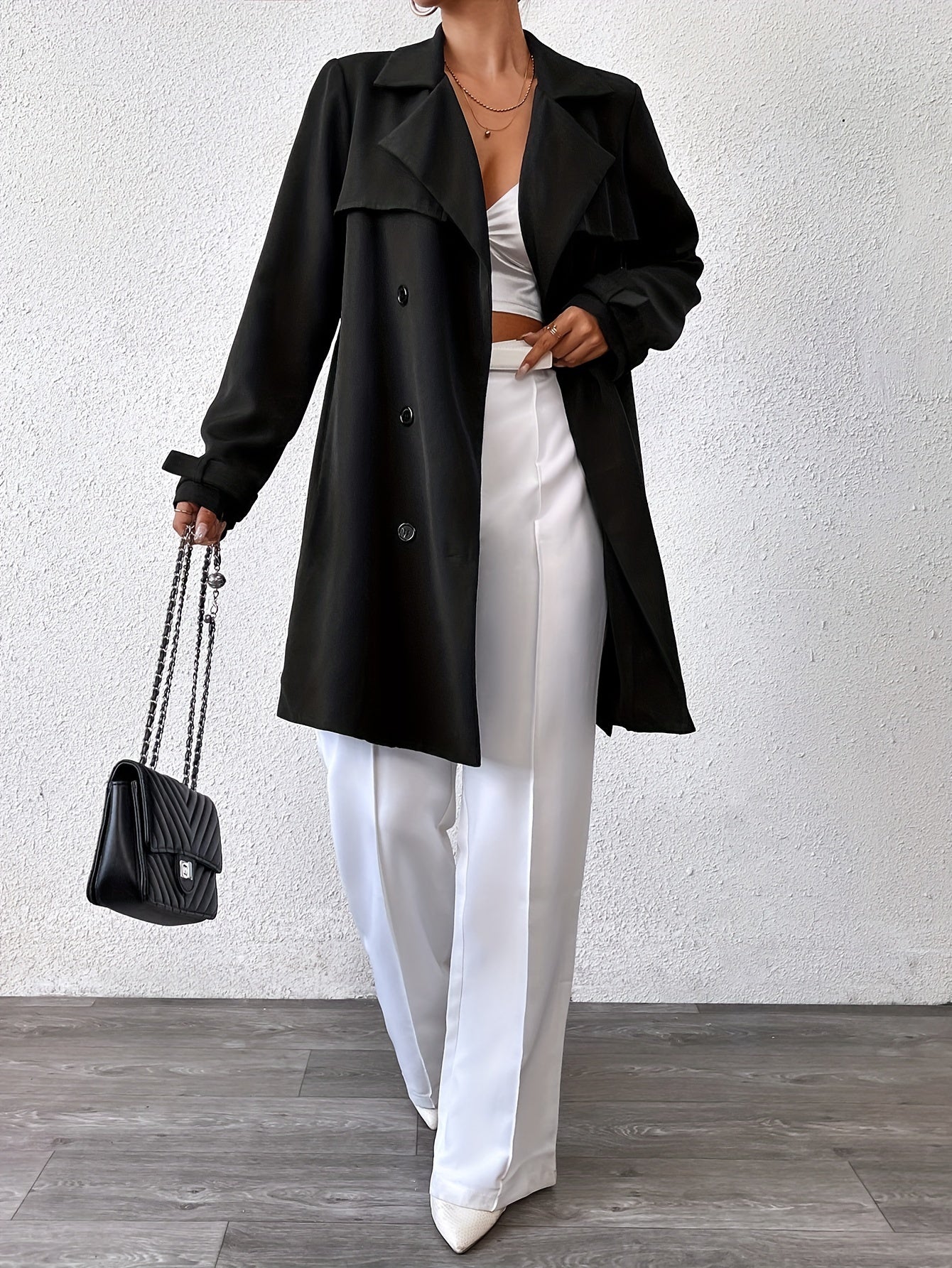 Dames Lange jas Dubbelzijdige met strikceintuur - Trench coat