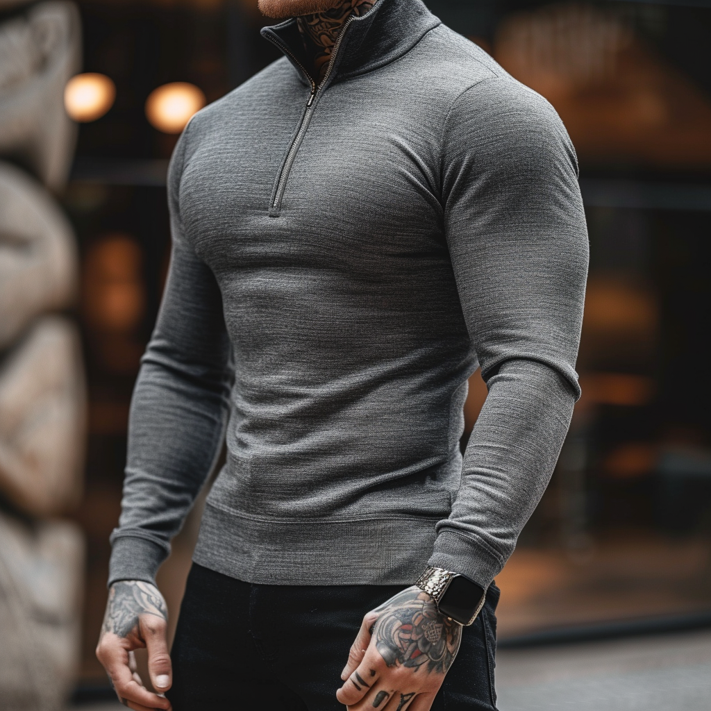 Heren Sweater Katoen Halve Rits Sweaters: Truien SEREIN