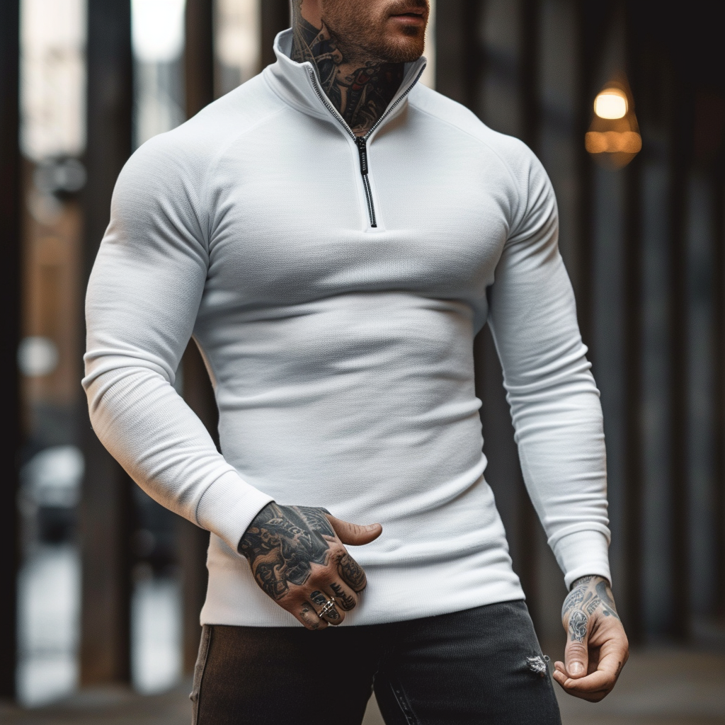 Heren Sweater Katoen Halve Rits Sweaters: Truien SEREIN