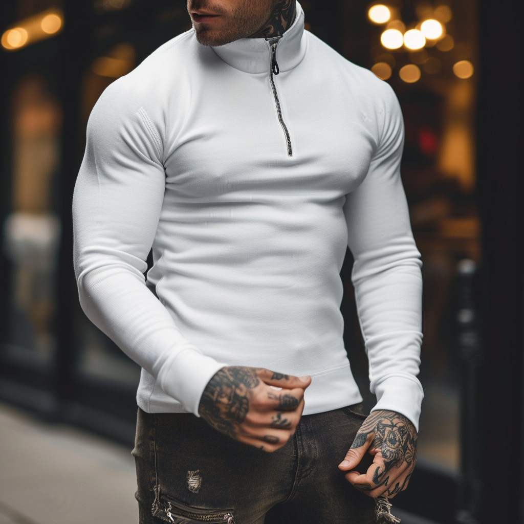 Heren Sweater Katoen Halve Rits Sweaters: Truien SEREIN