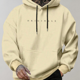 Heren Hoodie Losse Comfortabele Pasvorm Katoenmix Geel