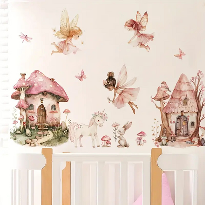 Buenta Living - Betoverde Fee & Eenhoorn Muursticker Roze Prinsessen Kamer