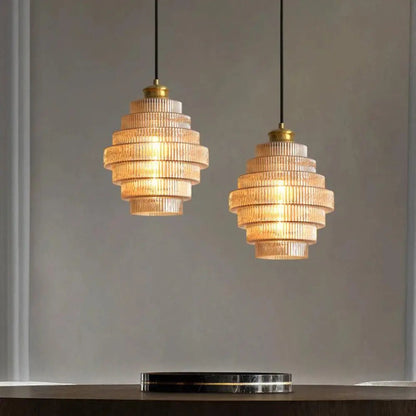 Buijou Vintage - Retro Glazen Hanglamp met Messing Afwerking