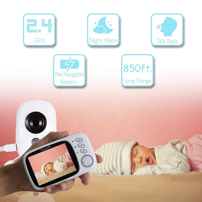 Digitale Babyfoon - 2.4G, 3.2 Inch LCD, Nachtzicht & Camera