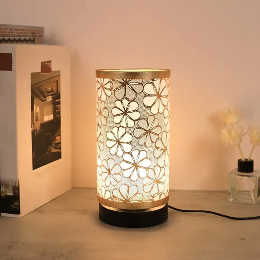 Elesso - Elegante Nordic Vintage Tafellamp | Zonnebloem Kap & Gouden Accenten | USB-Aangedreven Sfeerverlichting