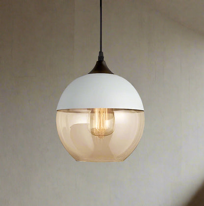 Glühzauber - Luxe Hanglamp van Mondgeblazen Glas en Hout Wit Peer | Amber
