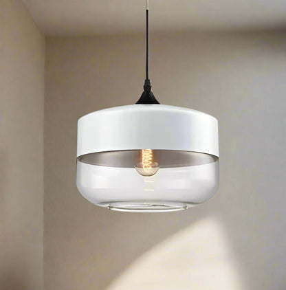 Glühzauber - Luxe Hanglamp van Mondgeblazen Glas en Hout Wit Schaal | Transparant