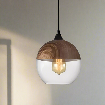 Glühzauber - Luxe Hanglamp van Mondgeblazen Glas en Hout