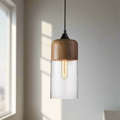 Glühzauber - Luxe Hanglamp van Mondgeblazen Glas en Hout