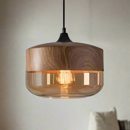 Glühzauber - Luxe Hanglamp van Mondgeblazen Glas en Hout