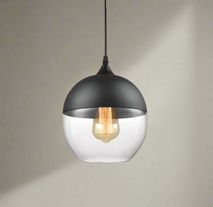 Glühzauber - Luxe Hanglamp van Mondgeblazen Glas en Hout Zwart Peer | Transparant