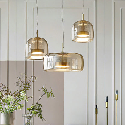 Glühzauber - Luxe Retro LED Hanglampen van Gouden Metaal en Glas
