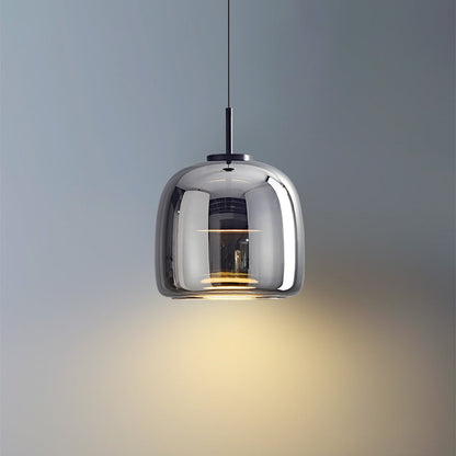 Glühzauber - Luxe Retro LED Hanglampen van Gouden Metaal en Glas 25CM Rookgrijs