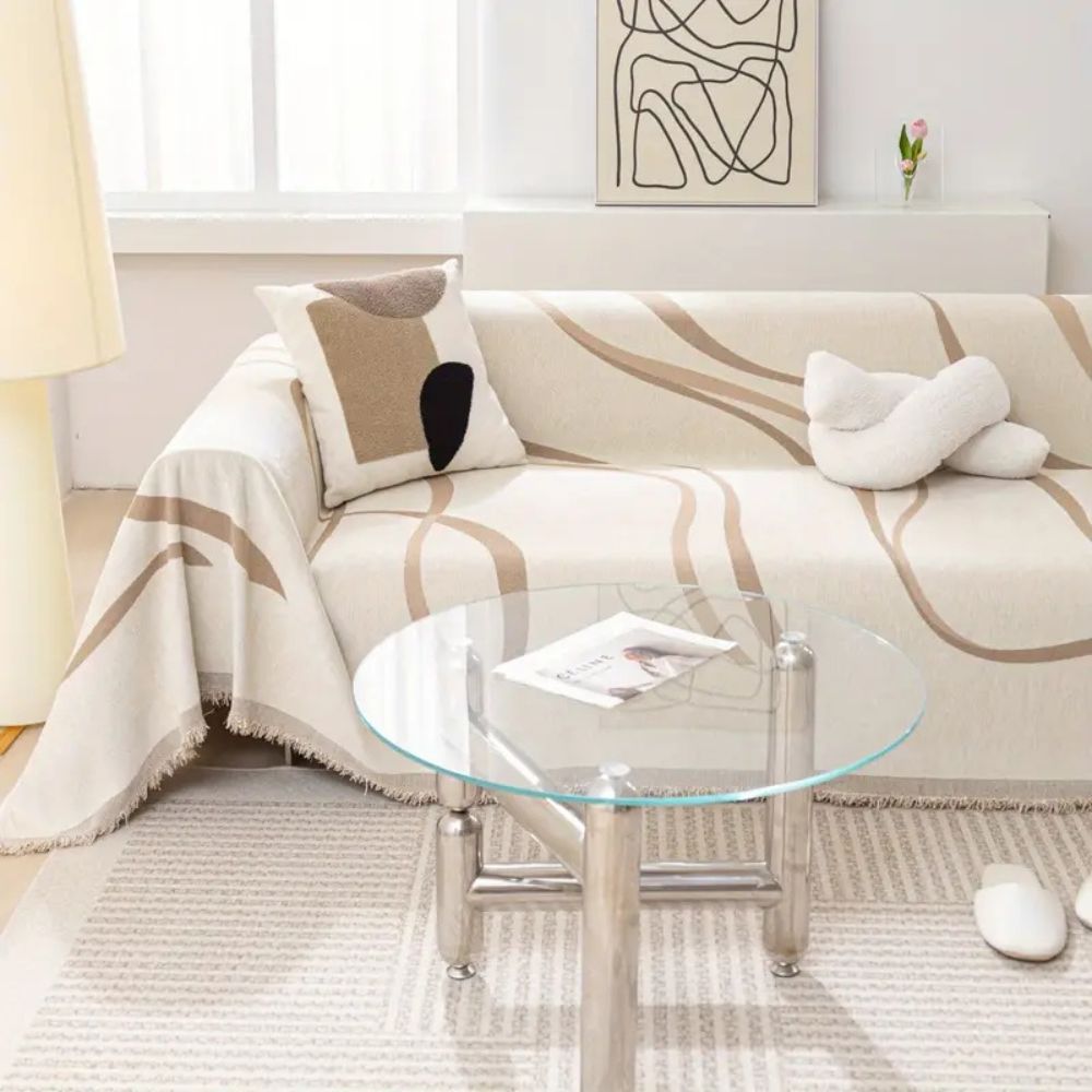 Golflijnen Chenille Bankhoezen Khaki