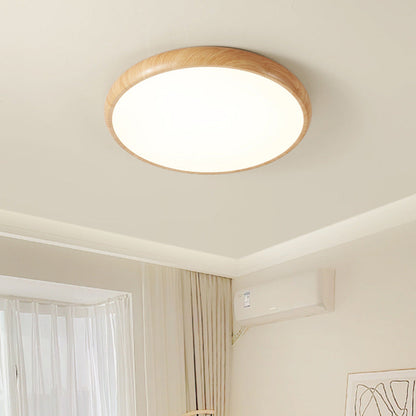 Nordlys - Houten Nerf Ronde Plafondlamp – Warme Lamp Minimalistische Verlichting
