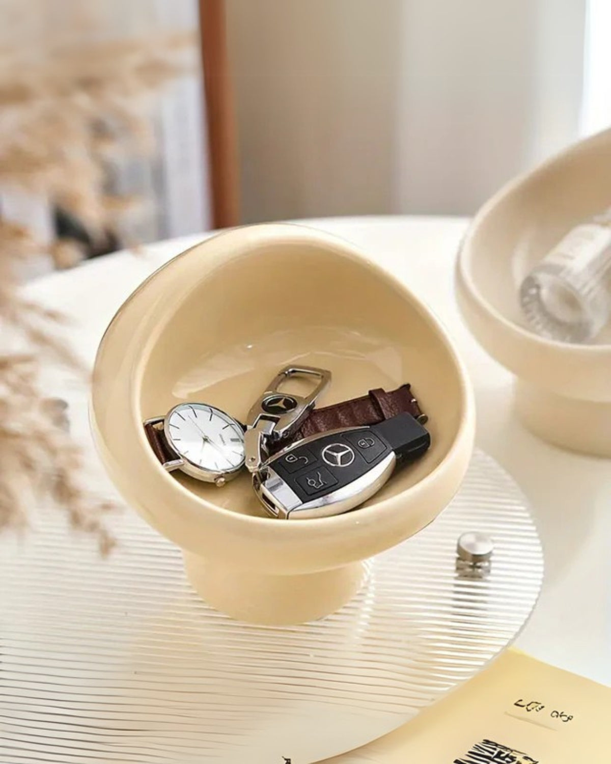 HUE Champignon - Chic Ceramische Houder voor Sleutels en Sieraden Beige