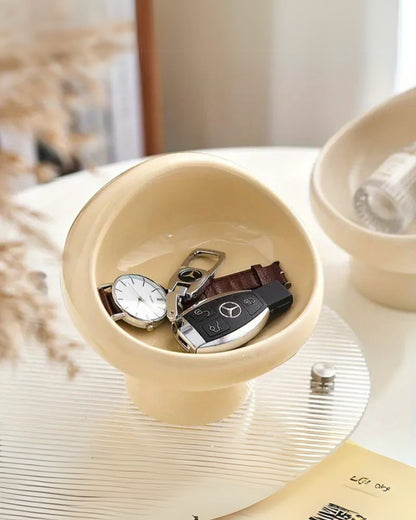 HUE Champignon - Chic Ceramische Houder voor Sleutels en Sieraden Beige