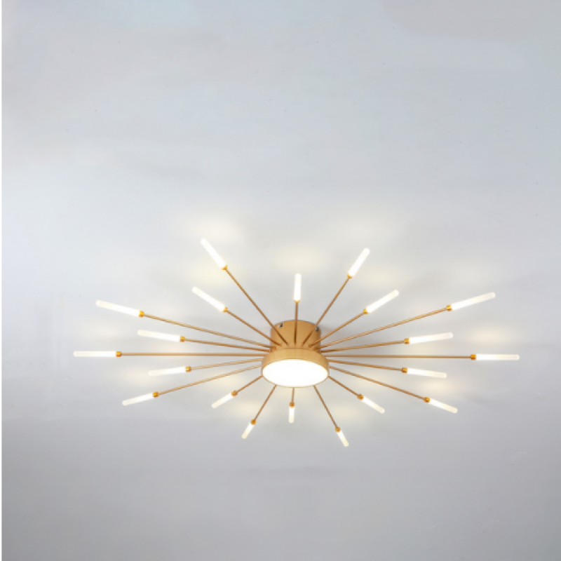 Nørdix - Moderne Vuurwerk LED Plafondlampen Zwart Goud Woonkamer SEREIN Glod 18W Universeel Wit