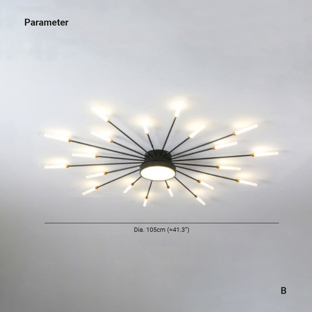 Nørdix - Moderne Vuurwerk LED Plafondlampen Zwart Goud Woonkamer SEREIN