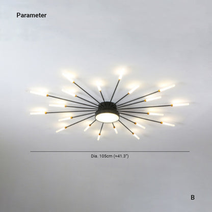 Nørdix - Moderne Vuurwerk LED Plafondlampen Zwart Goud Woonkamer SEREIN