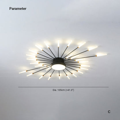 Nørdix - Moderne Vuurwerk LED Plafondlampen Zwart Goud Woonkamer SEREIN