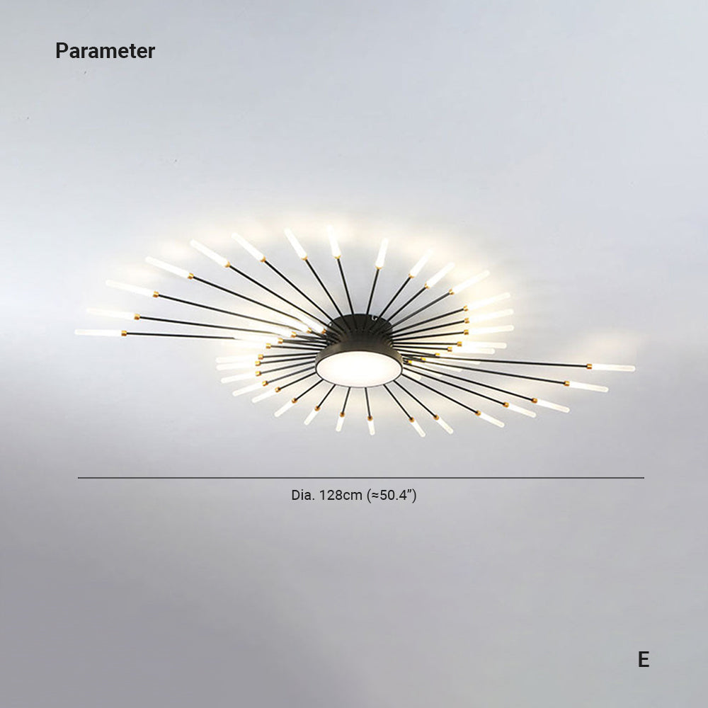 Nørdix - Moderne Vuurwerk LED Plafondlampen Zwart Goud Woonkamer SEREIN