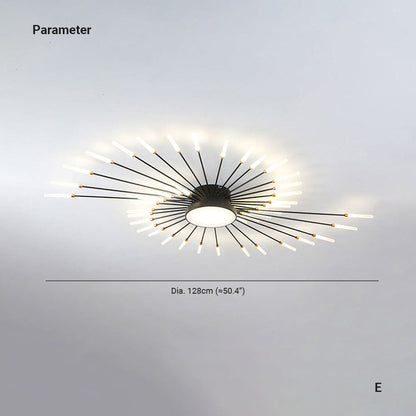 Nørdix - Moderne Vuurwerk LED Plafondlampen Zwart Goud Woonkamer SEREIN