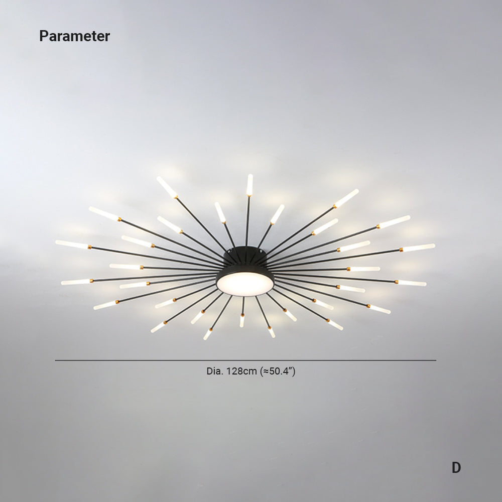 Nørdix - Moderne Vuurwerk LED Plafondlampen Zwart Goud Woonkamer SEREIN