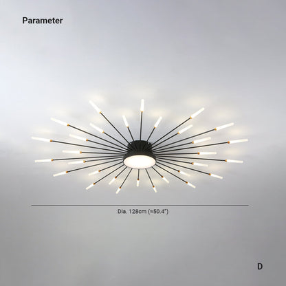 Nørdix - Moderne Vuurwerk LED Plafondlampen Zwart Goud Woonkamer SEREIN