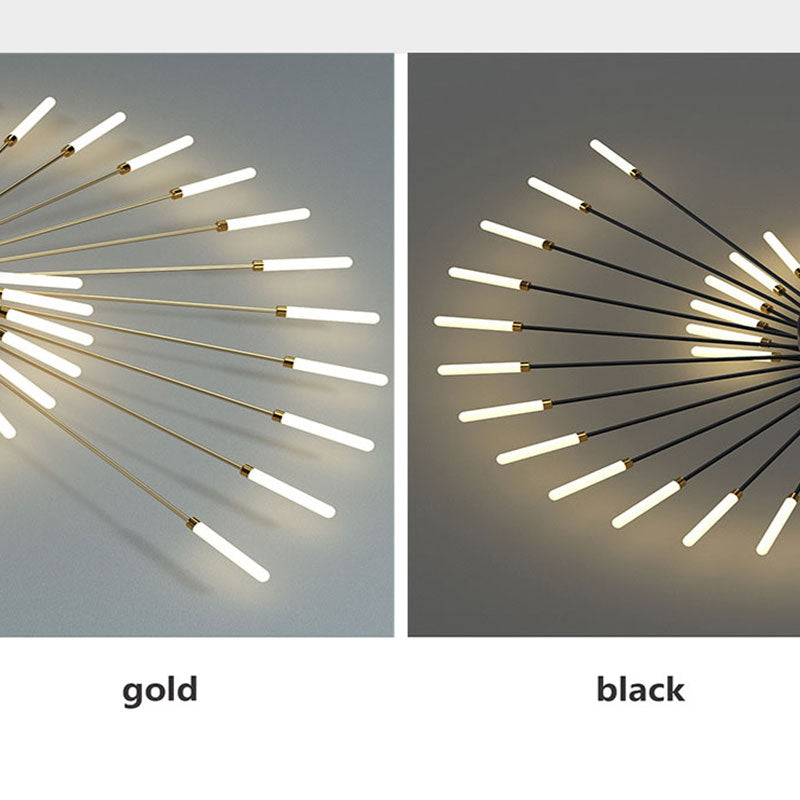 Nørdix - Moderne Vuurwerk LED Plafondlampen Zwart Goud Woonkamer SEREIN