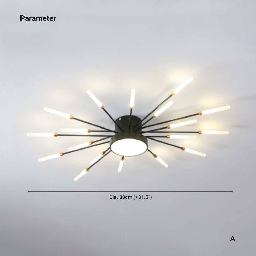 Nørdix - Moderne Vuurwerk LED Plafondlampen Zwart Goud Woonkamer SEREIN