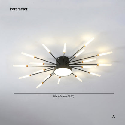 Nørdix - Moderne Vuurwerk LED Plafondlampen Zwart Goud Woonkamer SEREIN