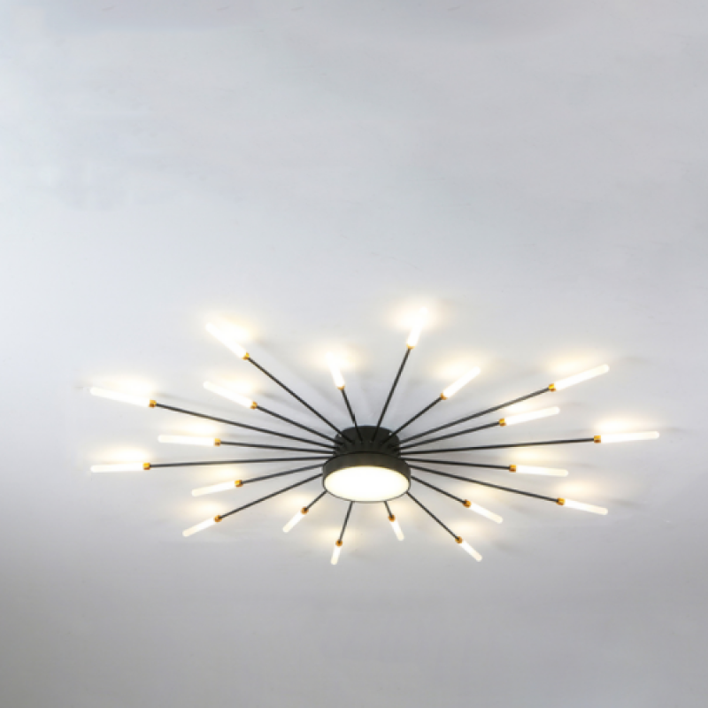 Nørdix - Moderne Vuurwerk LED Plafondlampen Zwart Goud Woonkamer SEREIN Zwart 20W Universeel Wit