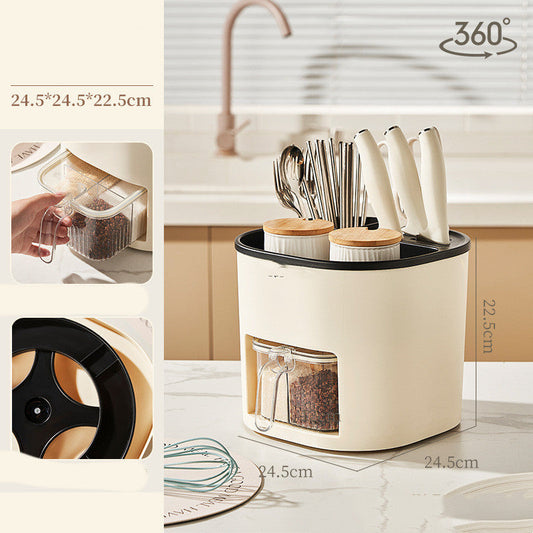 Multifunctionele Keuken Organizer met 360 Rotatie en Vier Compartimenten Rotatie Opslagbak