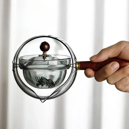Rotary Glazen Theepot met Infuser voor Perfecte Thee SEREIN