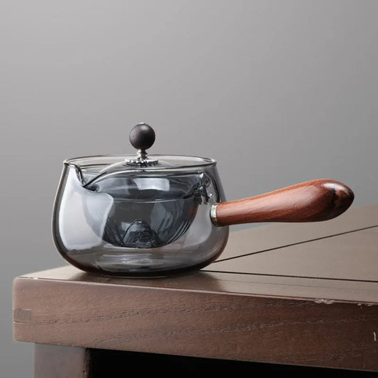 Rotary Glazen Theepot met Infuser voor Perfecte Thee Grijs
