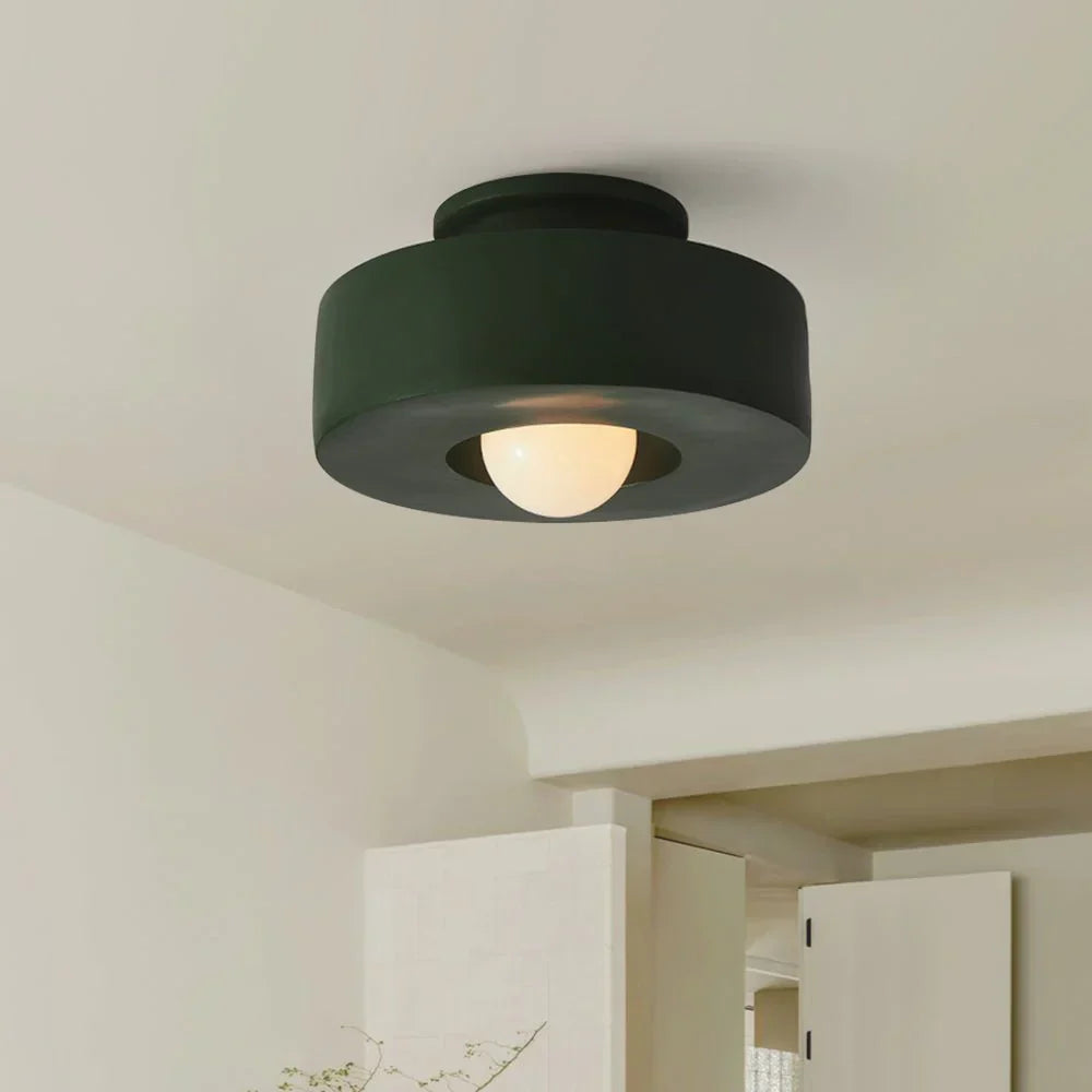 Morani - Semi-Flush Plafondlamp – Stijlvolle & Praktische Verlichting Dia 30cm x H 15cm Groen