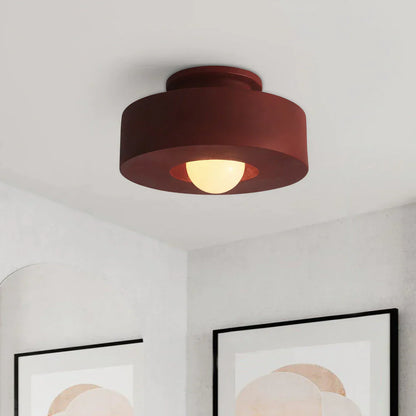 Morani - Semi-Flush Plafondlamp – Stijlvolle & Praktische Verlichting Dia 30cm x H 15cm Rood