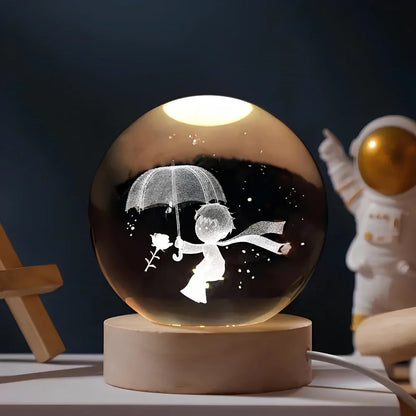 Solace - Kristallen Bal met 3D Gravure en Warm Wit Licht Umbrella