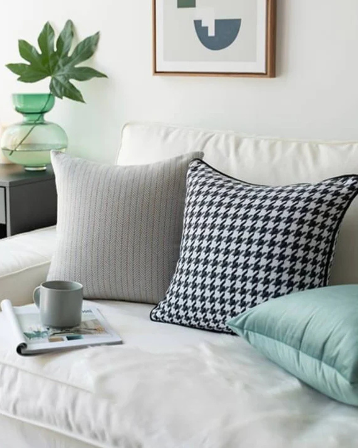 Soluna Home - Pied-de-Poule Kussenhoes voor Tijdloze Elegantie