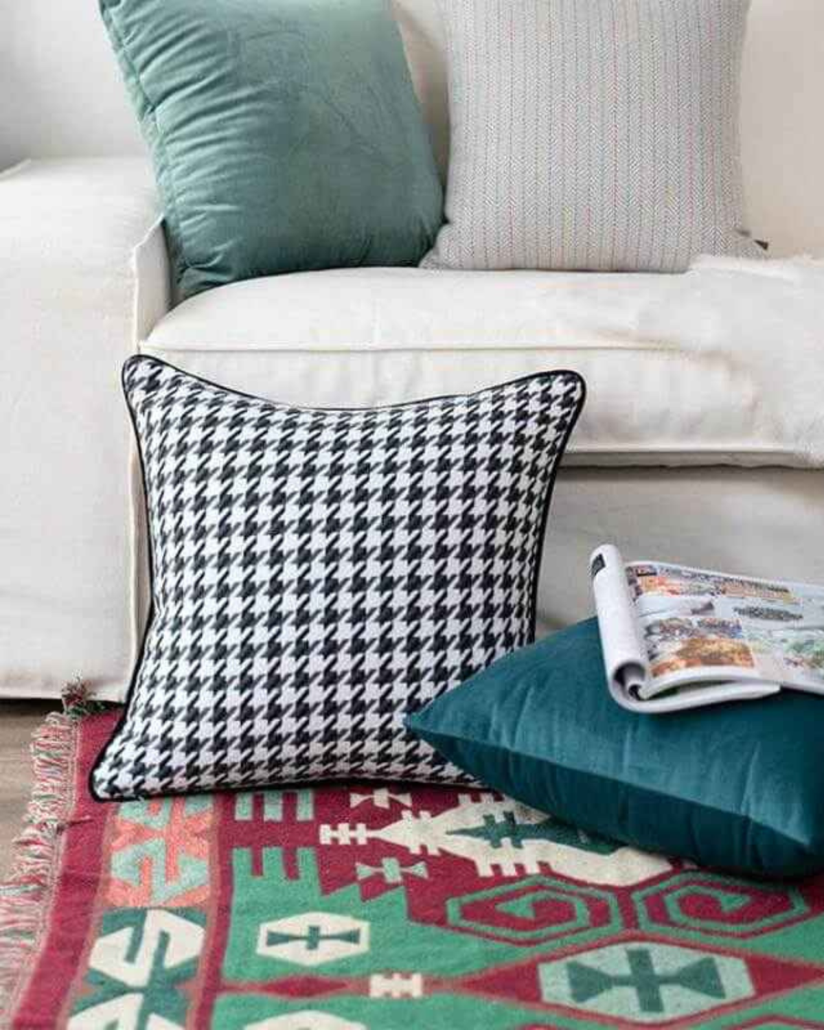 Soluna Home - Pied-de-Poule Kussenhoes voor Tijdloze Elegantie