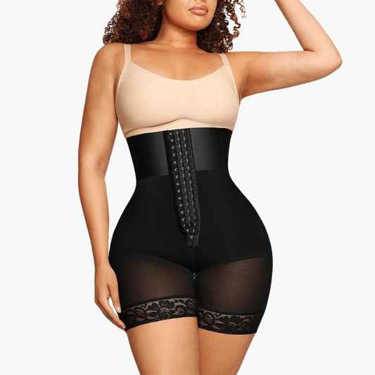 Hoog Getailleerde Bodyshaper Short Verstelbare Compressie Zwart