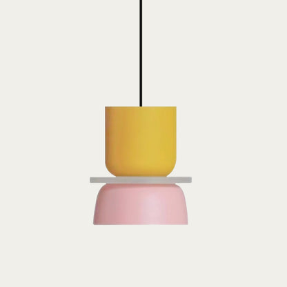 Lucie Colour Block Scandinavische hanglamp Geel + Lichtroze