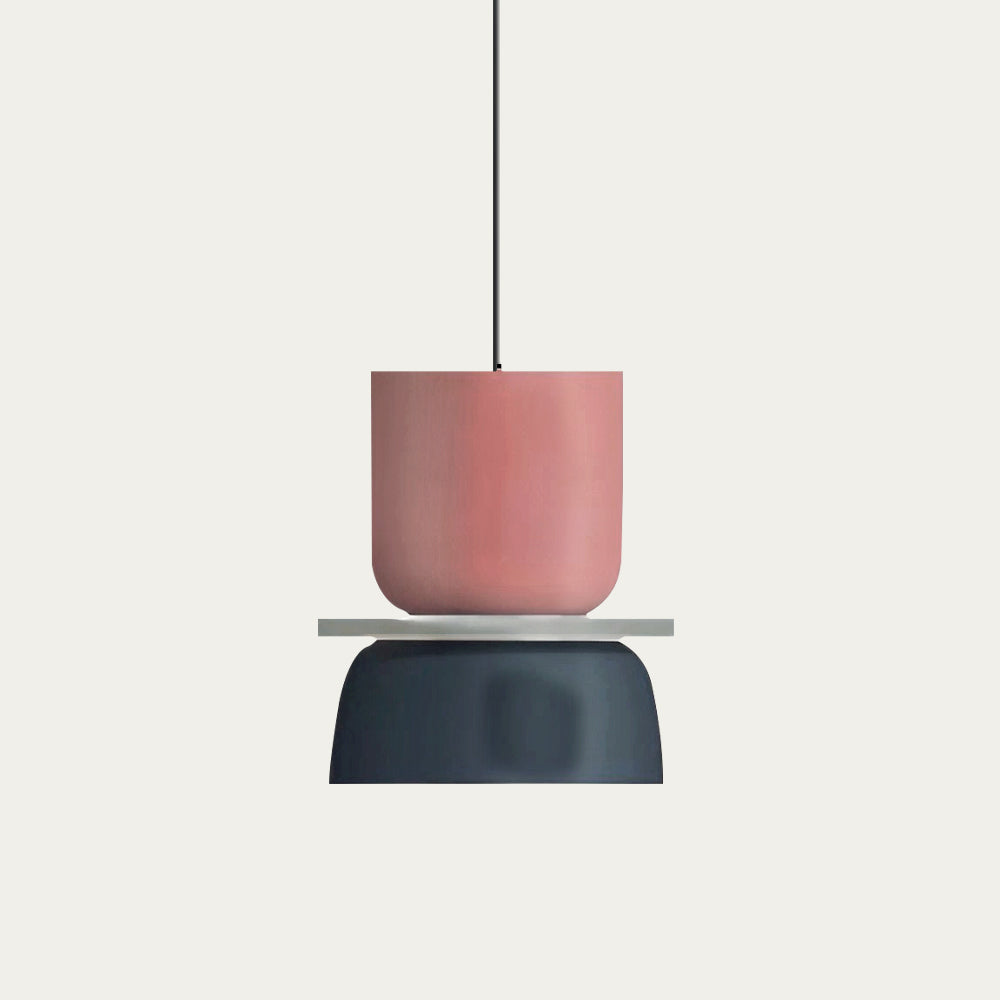 Lucie Colour Block Scandinavische hanglamp Roze + Marineblauw