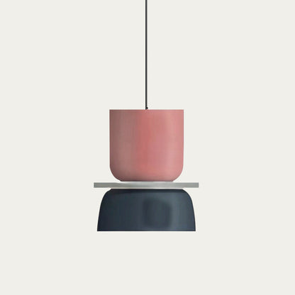 Lucie Colour Block Scandinavische hanglamp Roze + Marineblauw
